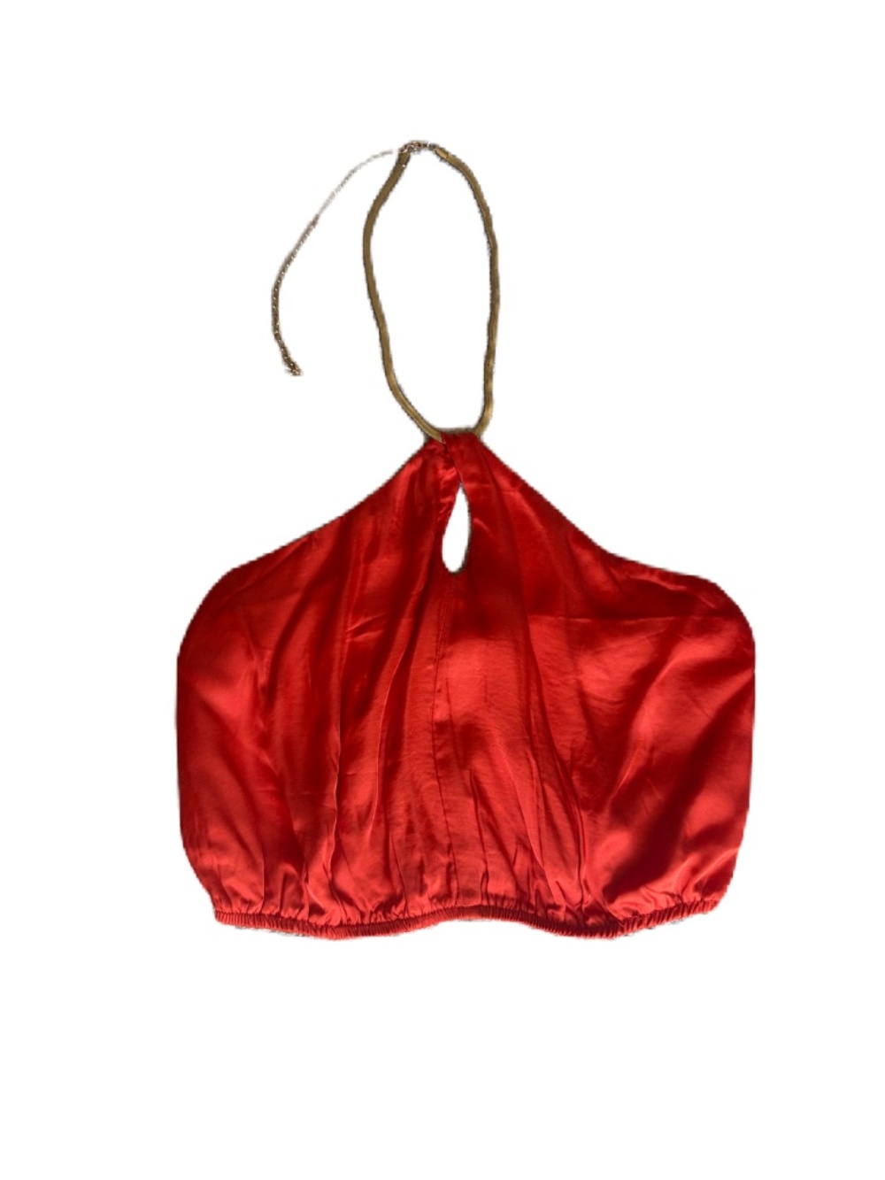 Forever 21 gold chain silk halter cropped top Small red